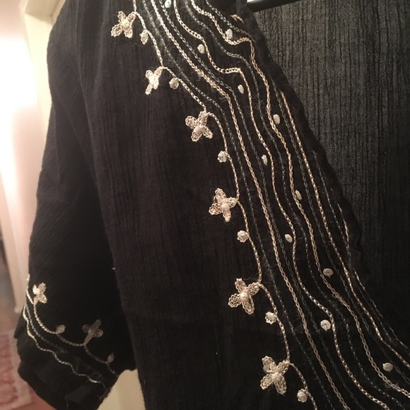 Black Tunic with Sequins and Gorgeous Stitching - Picture 3 of 5